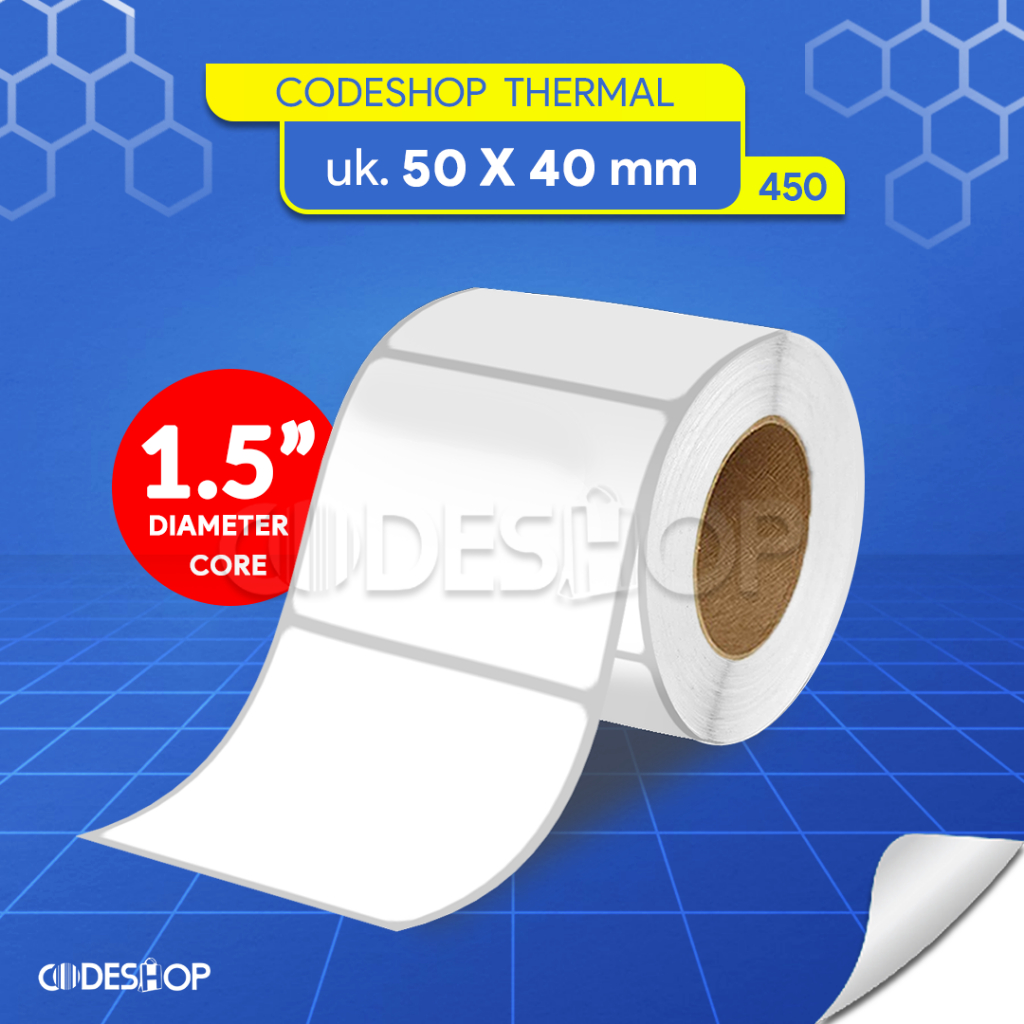 

Label Thermal Ukuran 50 x 40mm Isi 450 Pcs