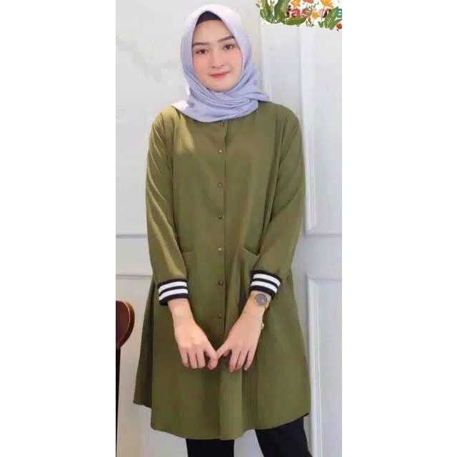 Edo Fashion - Nala Tunik Bahan Moscrepe Baju Atasan Tunik Wanita Dewasa Terbaru 2024 Modern Lengan P