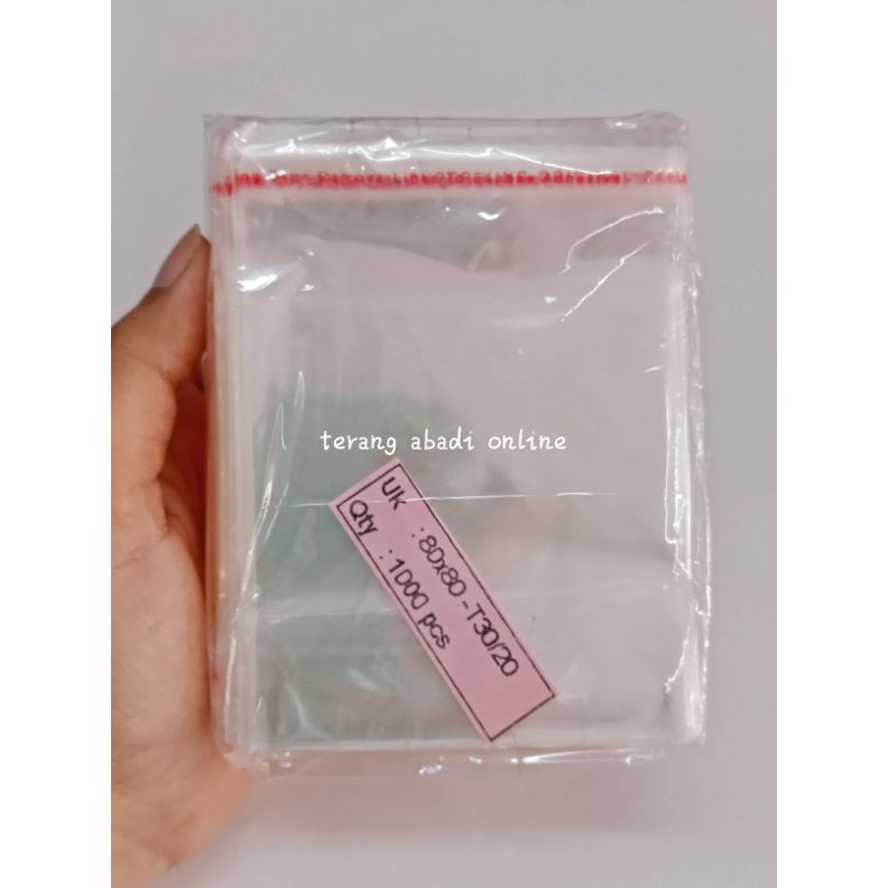

(100 Lembar) Plastik Kantong Opp Seal 8x8 / Plastik Opp Lem 8x8 / Kantong Plastik Kue / Plastik Kue 8x8