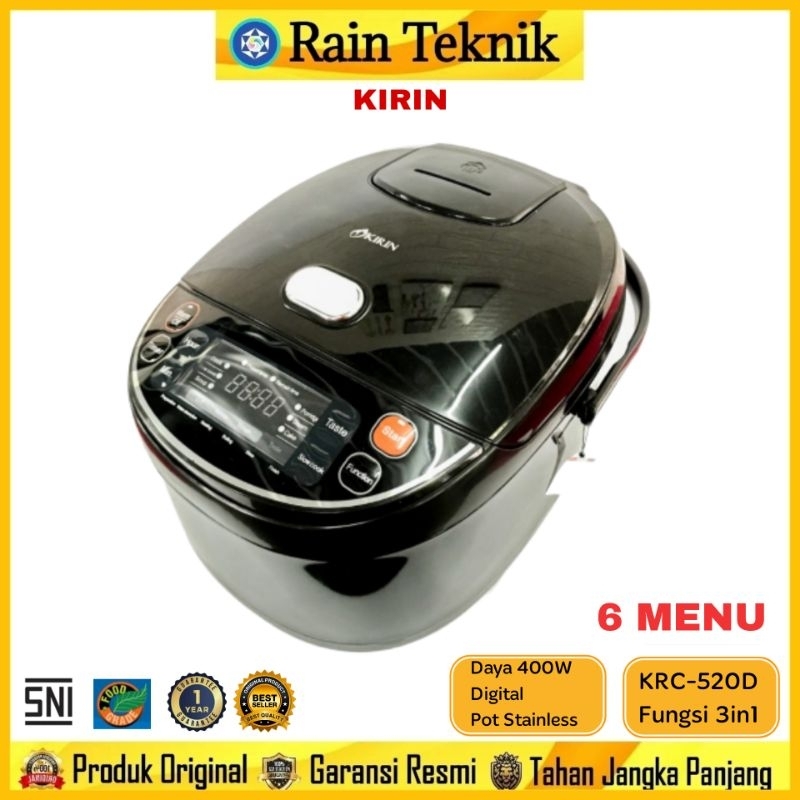 Rice Cooker Kirin KRC-520D DIGITAL InnerPot Stainless 3in1 (2 LITER) / Penanak Nasi KRC 520D / Magic