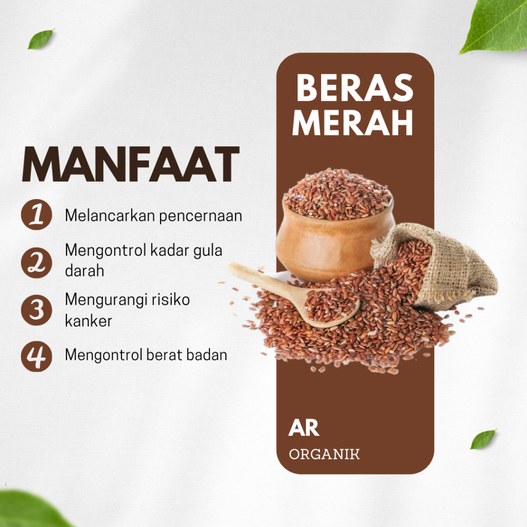 Beras Merah Organik 1kg Non Vacum - Jawara Original / Pulen Enak Lunak / Cocok Untuk Diet / Beras