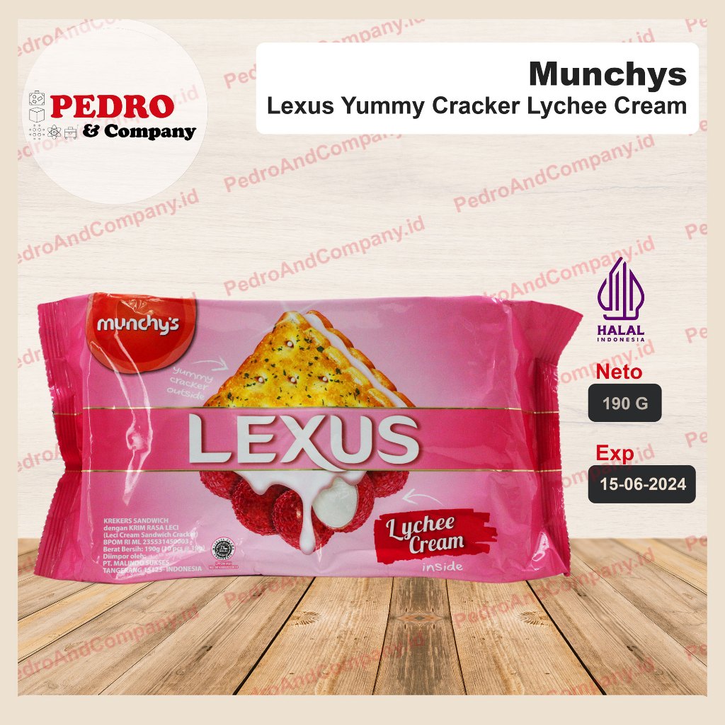 

Munchys lexus biscuit lychee cream 190 gram - biskuit rasa leci (pink)