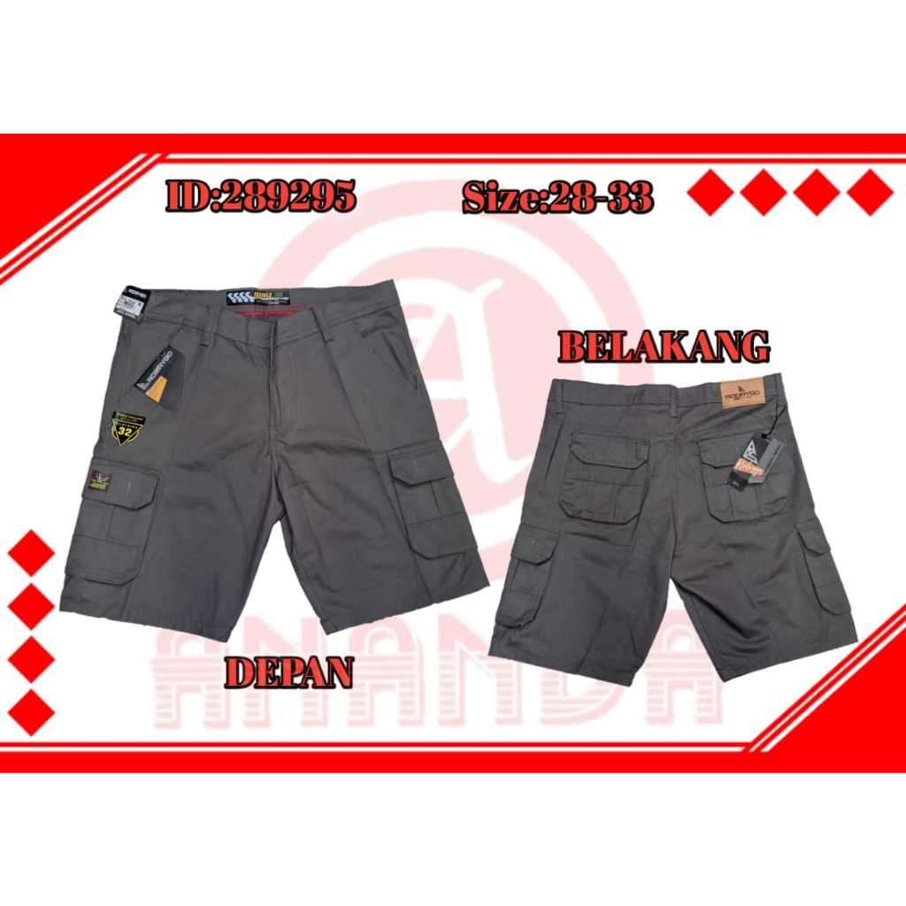 Celana 3/4 Pria Dewasa Rodrygo Katun Twil Hitam/Warna Model Cargo Ukuran 28-33.