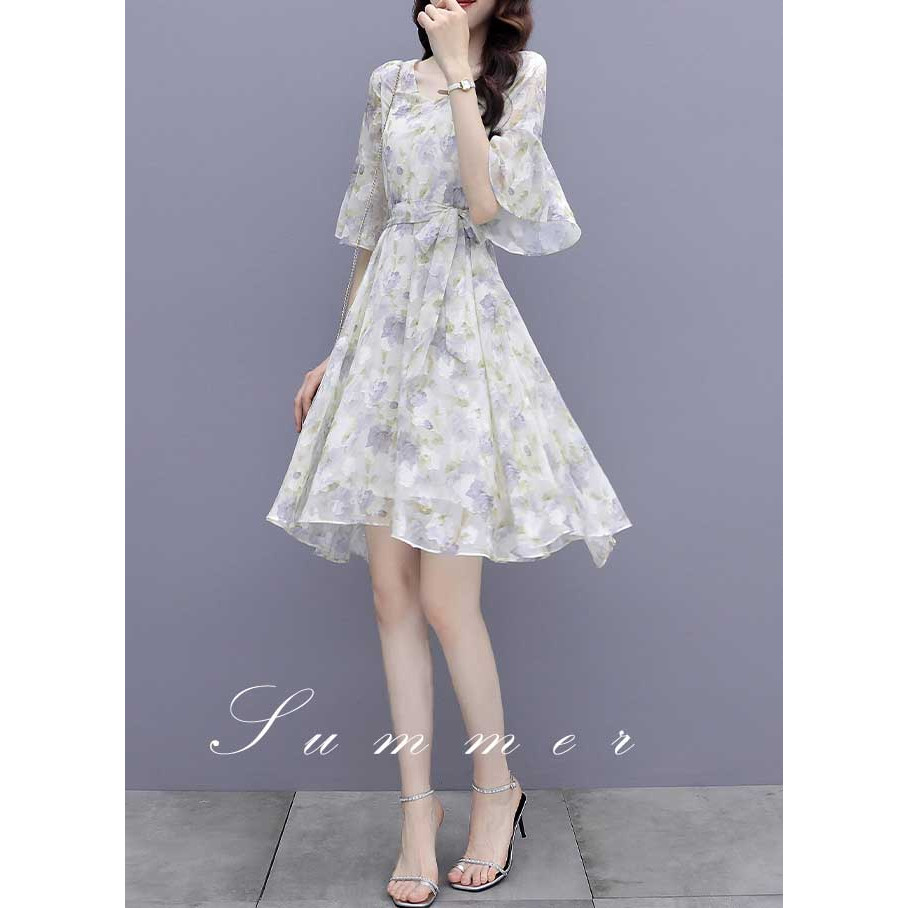 midi dress wanita korea import D7798/dress wanita import/dress wanita korea/dress wanita motif bunga