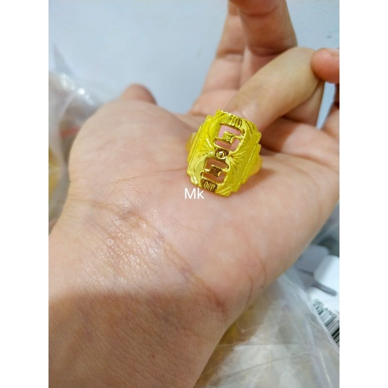 cincin spiral besar lapis kristal 24k