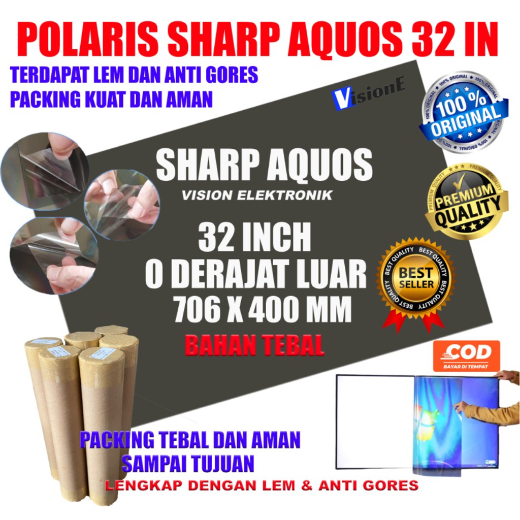Polarizer SHARP AQUOS 32 Inch Bagian Luar 706*400MM Ukuran Original LCD Sharp 0 derajat
