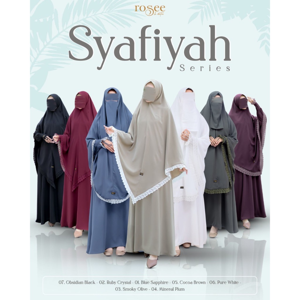Gamis Wanita Muslimah Syari Syafiyah Series by Rosee - Dress Set Khimar Ped dan non ped free cadar p