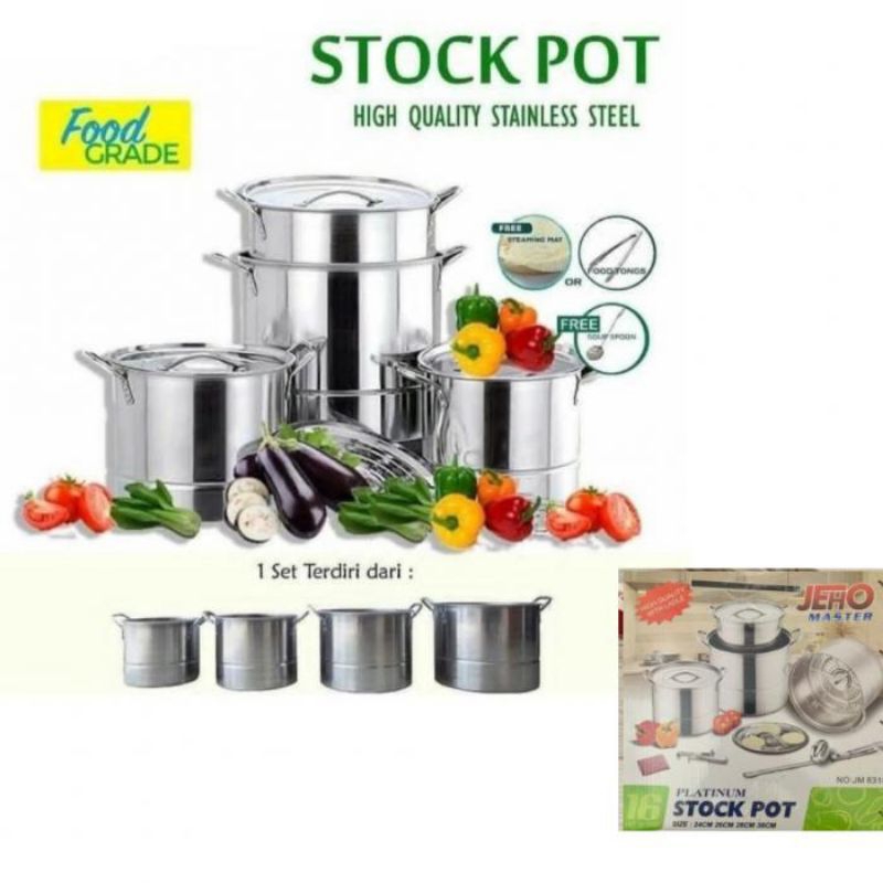Dandang Set isi 4 / Stock Pot Jeho Tebal / Steamer Set 4in1