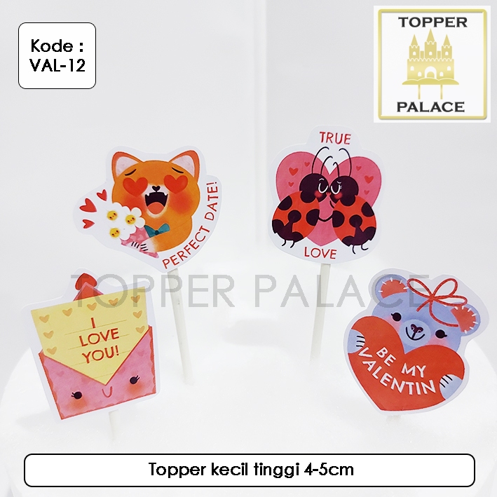 

VAL-12 Valentine day cake topper l cupcake topper - 4pcs