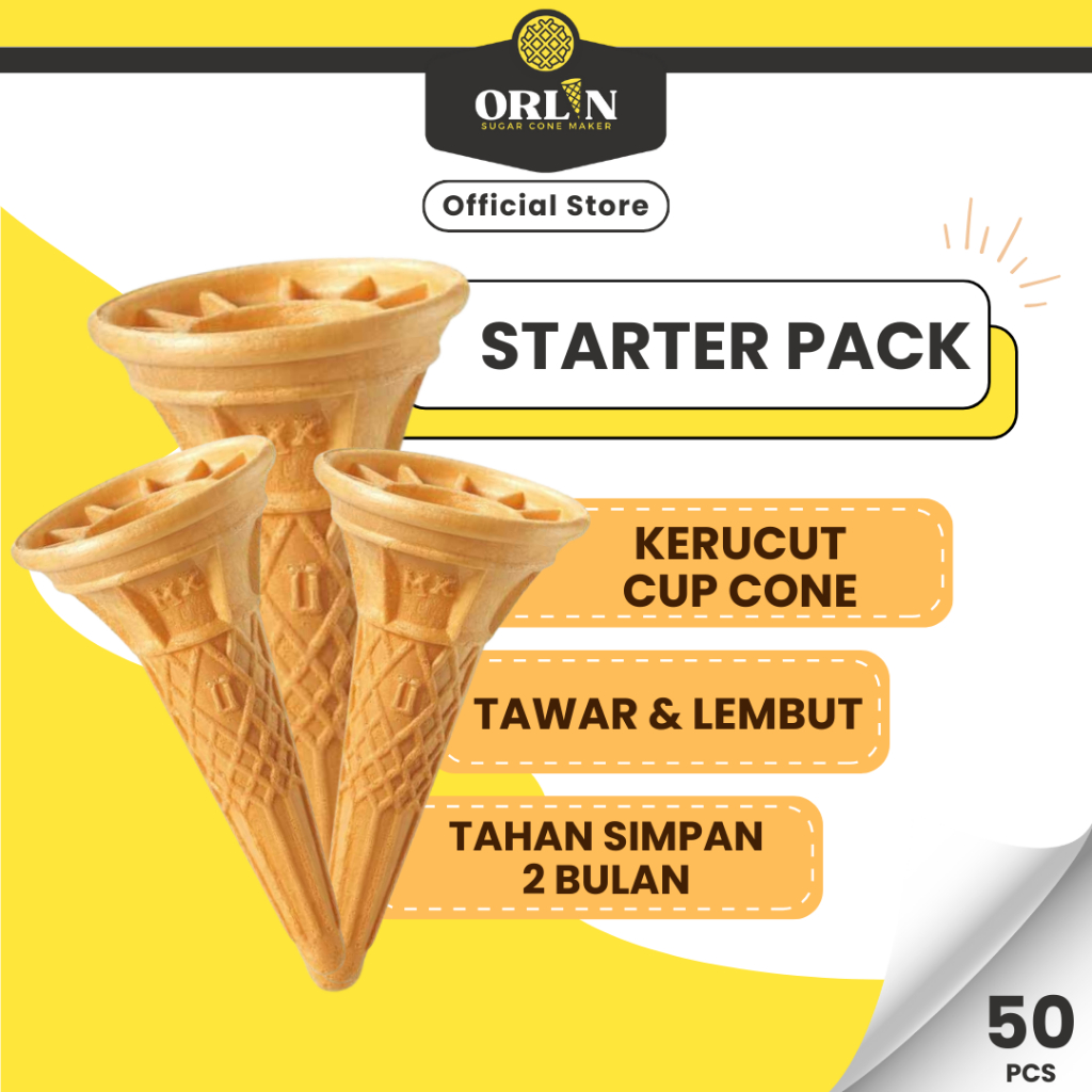 

ORLIN Starter Pack Wafer Kerucut Cup Cone Ice Cream 50pcs