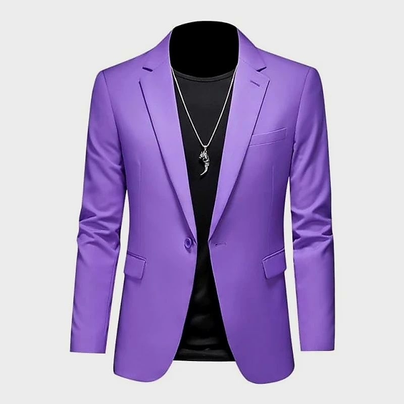 Jas Blazer Pria Formal Kantoran Warna lilac Kancing Satu