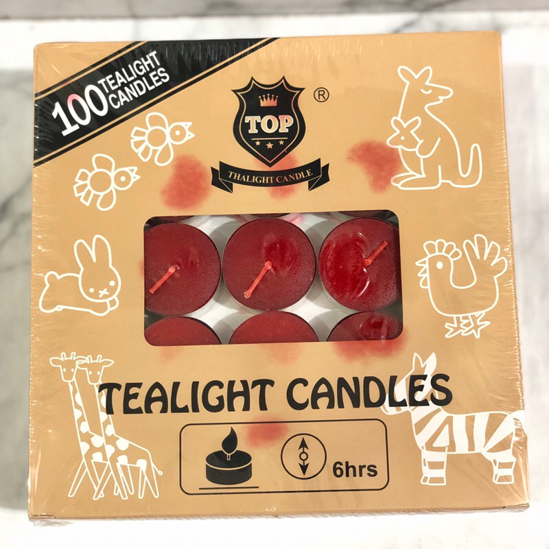 Tealight TOP candle lilin bulat merah mangkok 6 jam isi 100