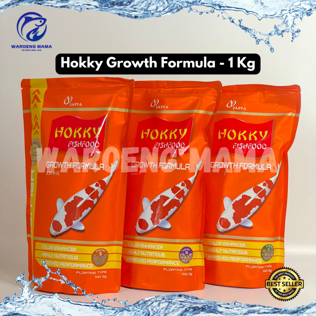 Hokky Growth Formula 1Kg Pelet Ikan Hias Koi Pakan Makanan Ikan Koi Ukuran S M L