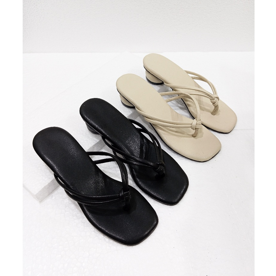 TERBARU Milea sandal heels jepit wanita 3 cm terbaru