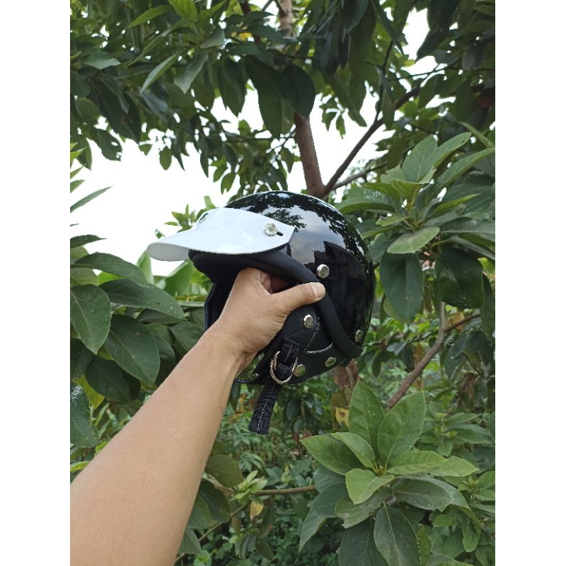 New helm chips custom hitam polos + pet bening