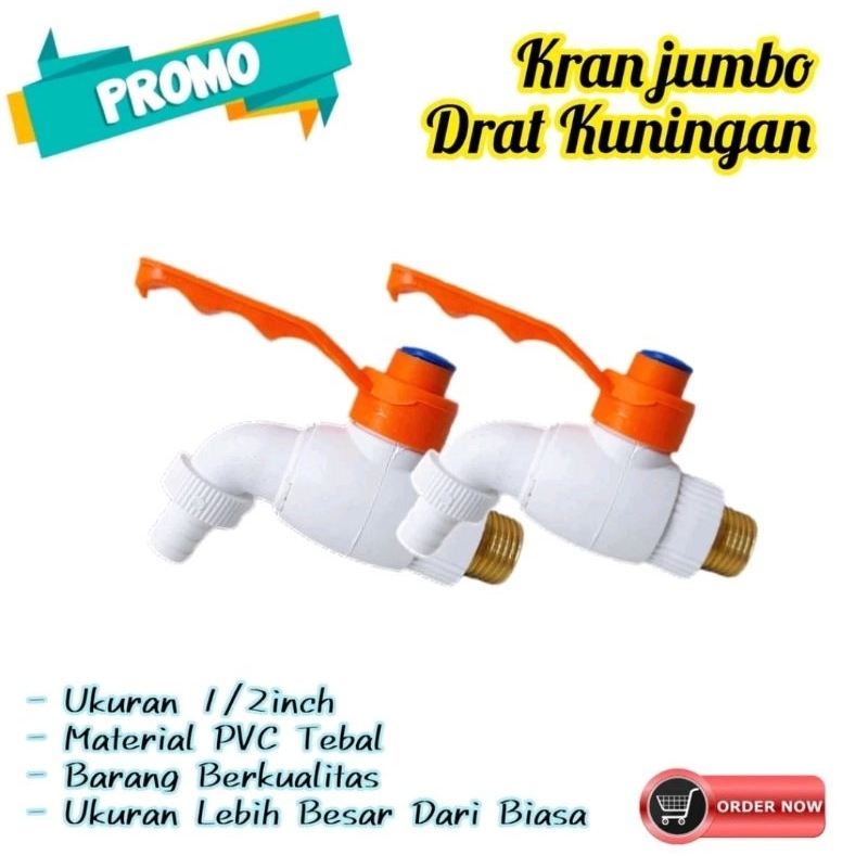 Kran PVC Insert Kuningan IGM Ukuran 1/2" Inchi Keran Kran Air Kran Tembok