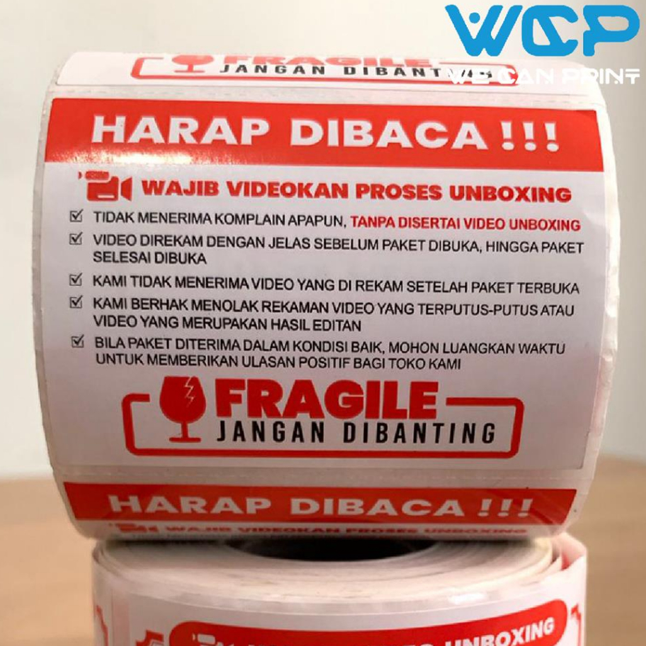 

LHFW3244 [KODE 77] [ 500 PCS ] Label Sticker FRAGILE Wajib Video Unboxing Stiker Jangan Dibanting Online Shop