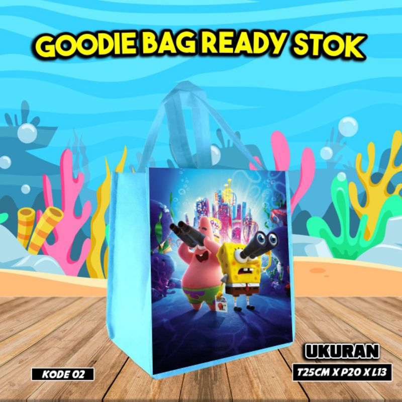 

{TAS KADO HAMPERS 10Pcs} goodie bag/tas kado karakter spongebob/kode 02