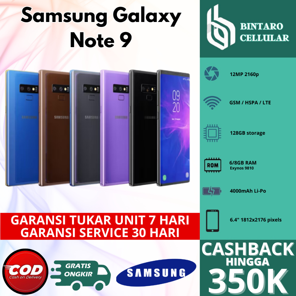 SEIN Samsung Galaxy Note 9 8/512GB 6/128GB Second Original Resmi Sein Indonesia