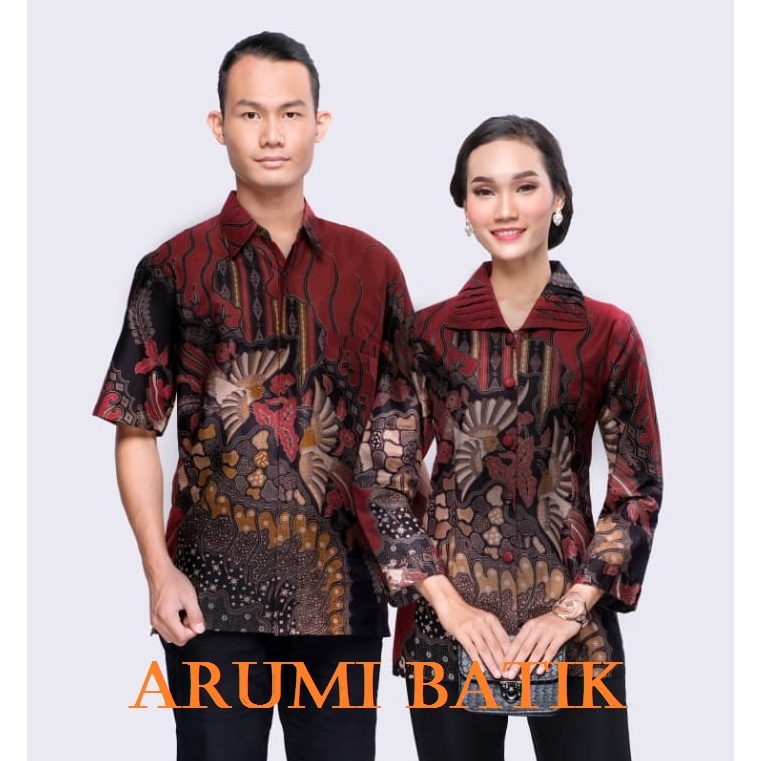 Sarimbit Atasan Keluarga Seragam Kemeja Blouse Batik 3249 Merah Maroon