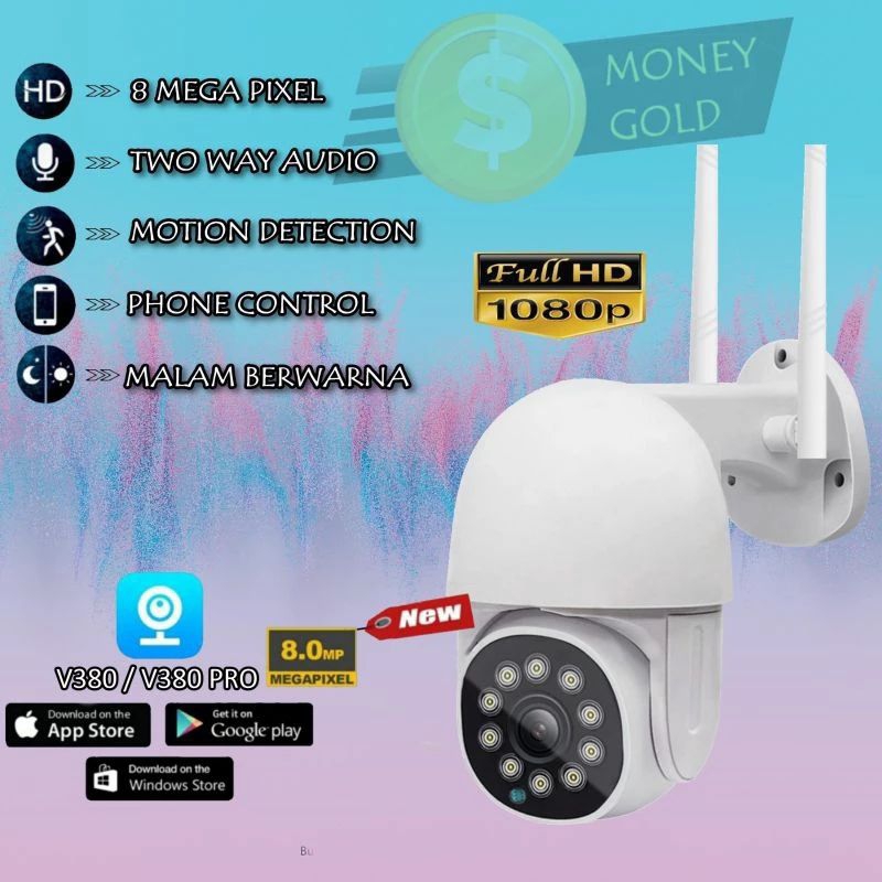 Smart Camera Cctv Outdoor V380 Anti Air Fullset Baru