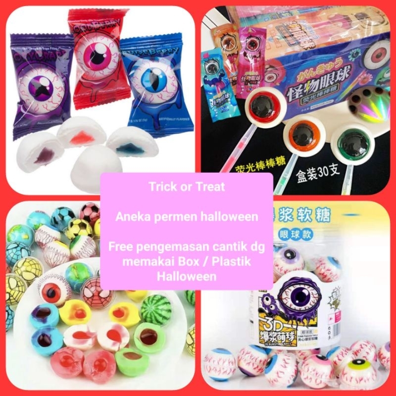 

Ready Aneka permen candy cokelat marsmallow cookies edisi Halloween