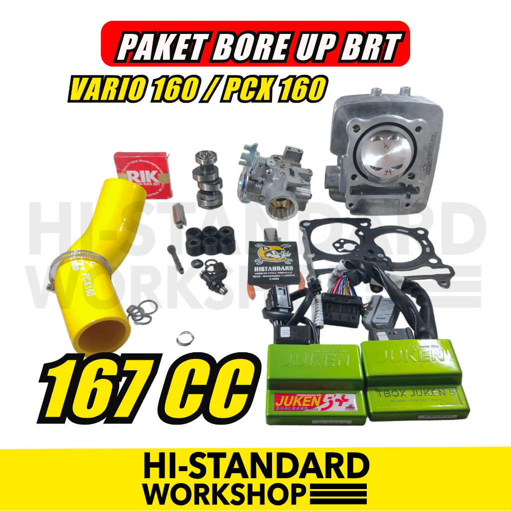 (VARIO 160 / PCX 160) PAKET BORE UP BRT 167CC BLOK CAST IRON PISTON 62 TB BANANA INJEKTOR NOKEN AS E