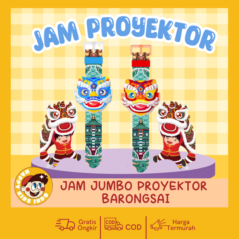 Jam Tangan Anak Jumbo Laser Proyektor 24 Gambar Barongsai / Jam Tangan Anak Jumbo / Jam Tangan Anak 
