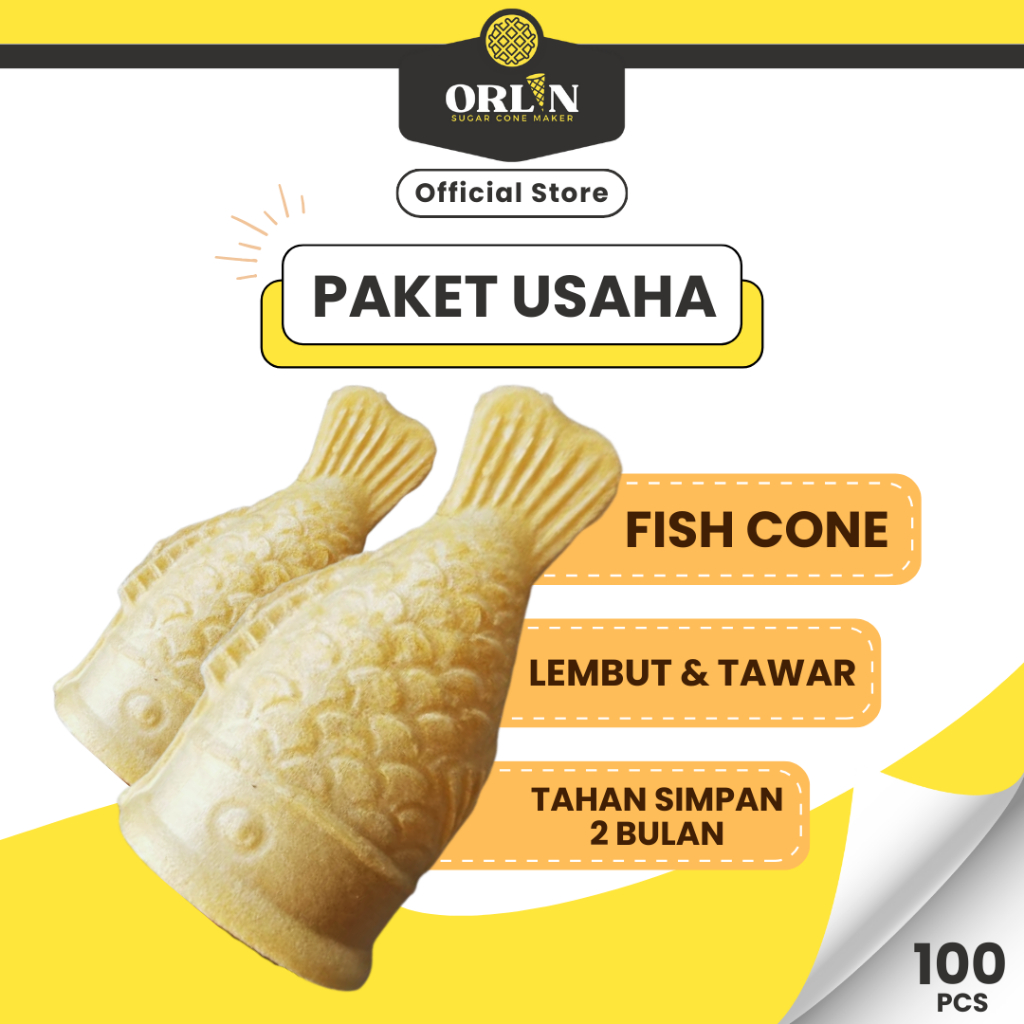 

ORLIN Paket Usaha Wafer Fish Cone Ice Cream 100pcs