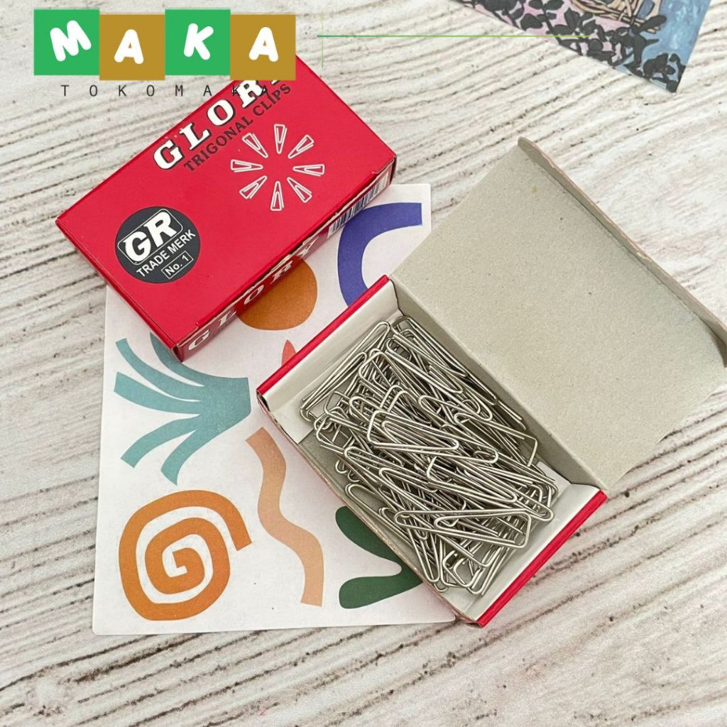 

penjepit kertas trigonal GLORY 1 box paper clip besi klip kertas besi perlengkapan alat tulis kantor