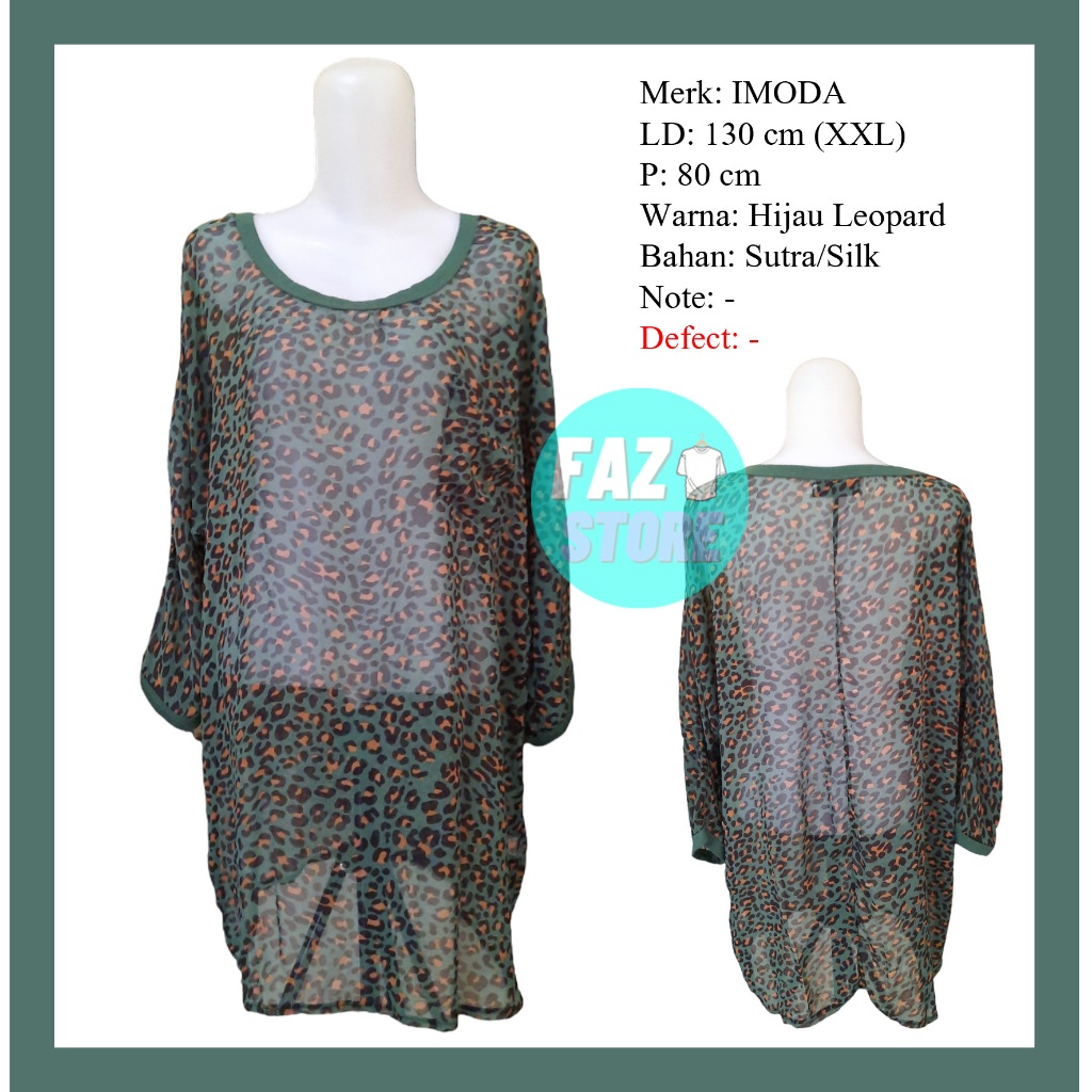 Dress Wanita Midi Motif Leopard Hijau Silk Sutra