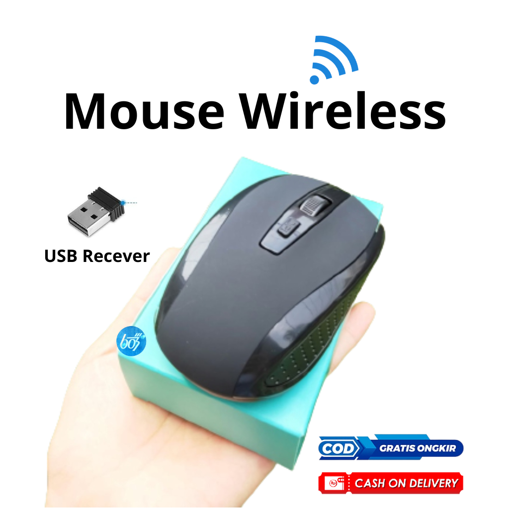 Mouse Wireless Laptop PC Tanpa Kabel/Mouse W2 Nuos 2,4 GHZ Usb receiver