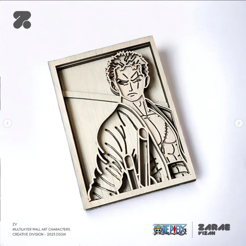 Roronoa Zoro Multilayer Wall Art Figure Pajangan Meja 3D Anime One Piece SHP