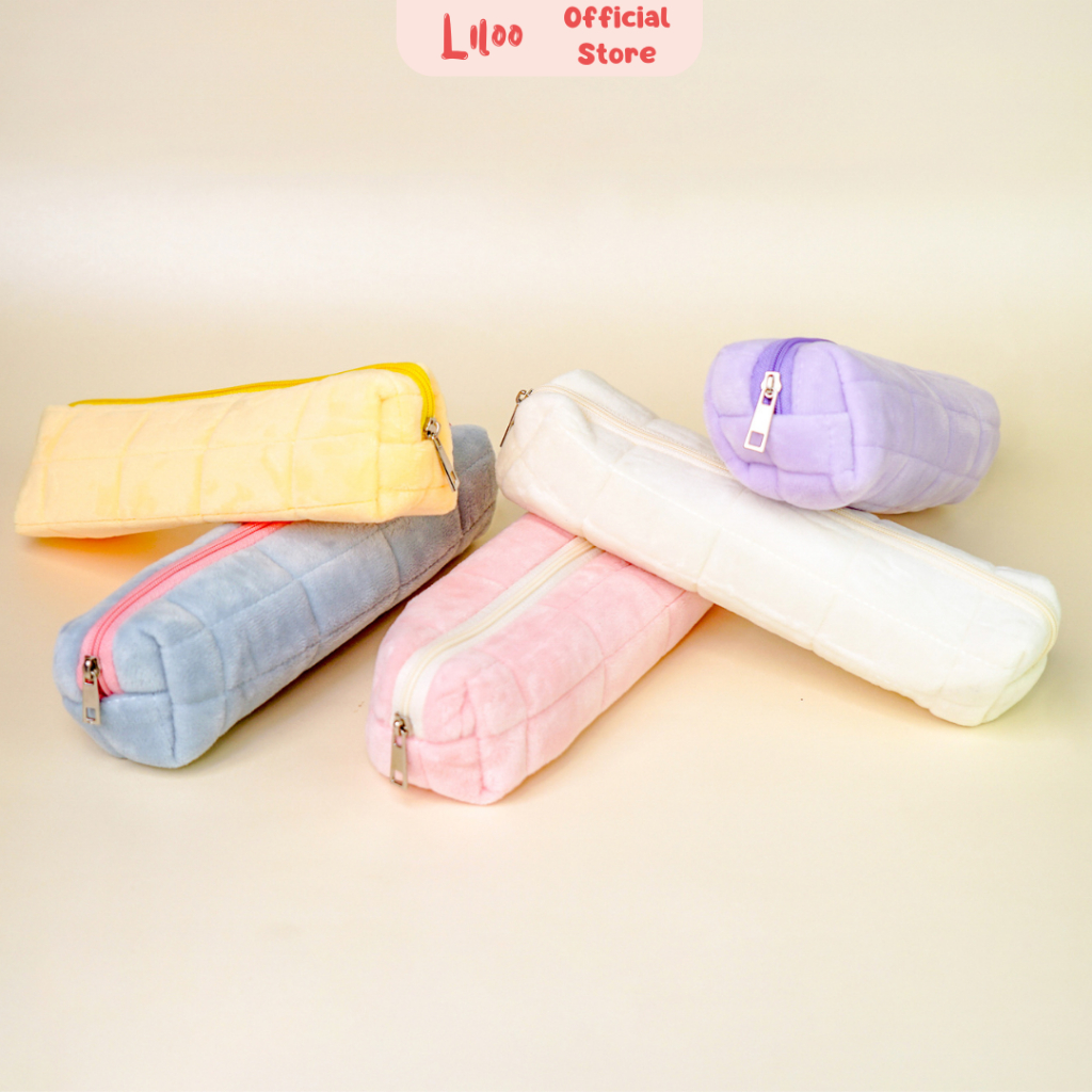 

Tempat Pensil Flashee Bulu Lucu Aesthetic Korea Lonjong Pensil Lucu Muji Style Warna Pastel COD Kantong Pensil Organizer