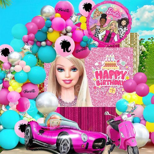 Set Dekorasi Ulang Tahun Anak Barbie/Princess/Elsa/Set Balon Ulang Tahun Anak