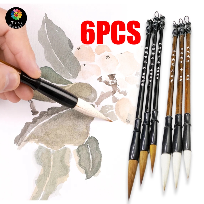 

6 PCS Kuas Tulis Kaligrafi China Maobit Cina Bulu/Kuas Kaligrafi Cina