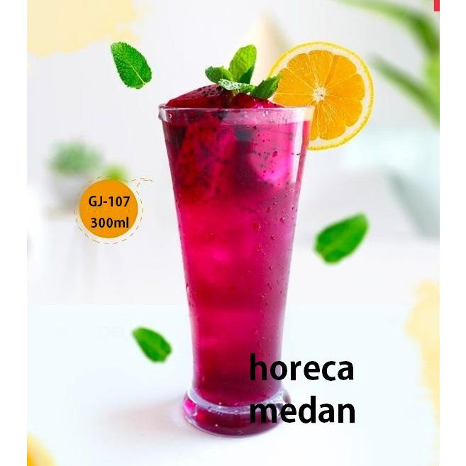 6pc gelas jus plastik acrylic bening / gelas cafe / gelas plastik terompet Sunkist GJ107
