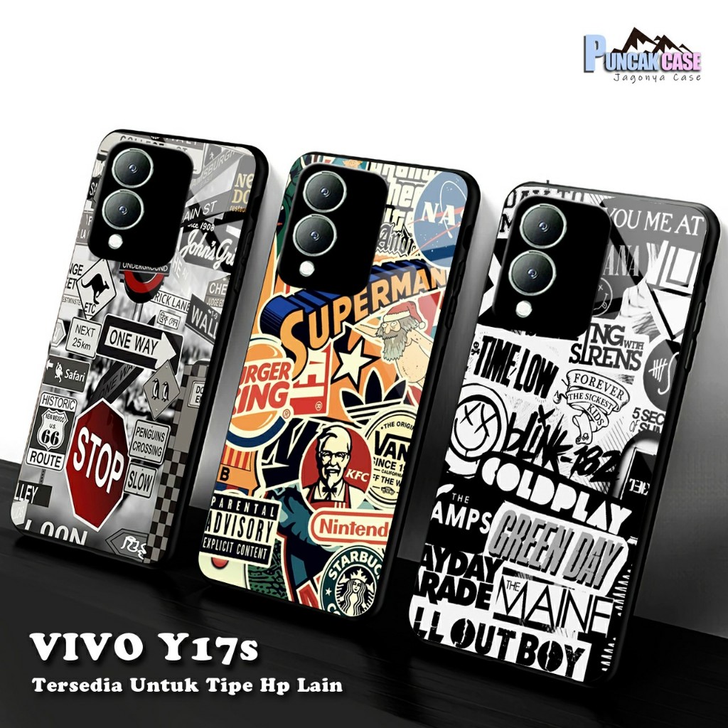 Softcase Glass Kaca VIVO Y17s TERBARU 2023 (A529) PELINDUNG HANDPHONE VIVO  - AKSESORIES HANDPHONE -