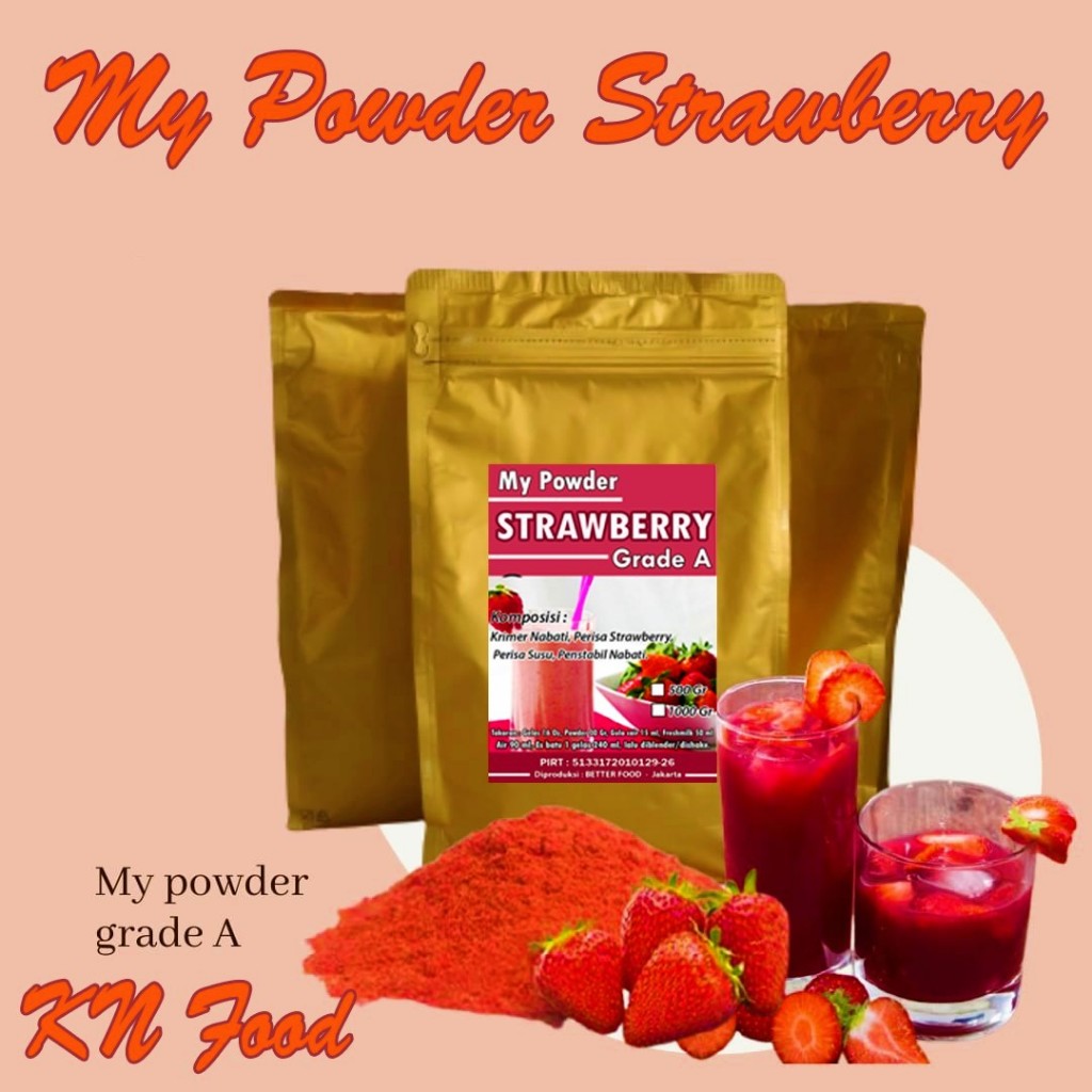 

SERBUK MINUMAN INSTAN RASA STRAWBERRY/MY POWDER GRADE A STRAWBERRY/ 1 KILO.