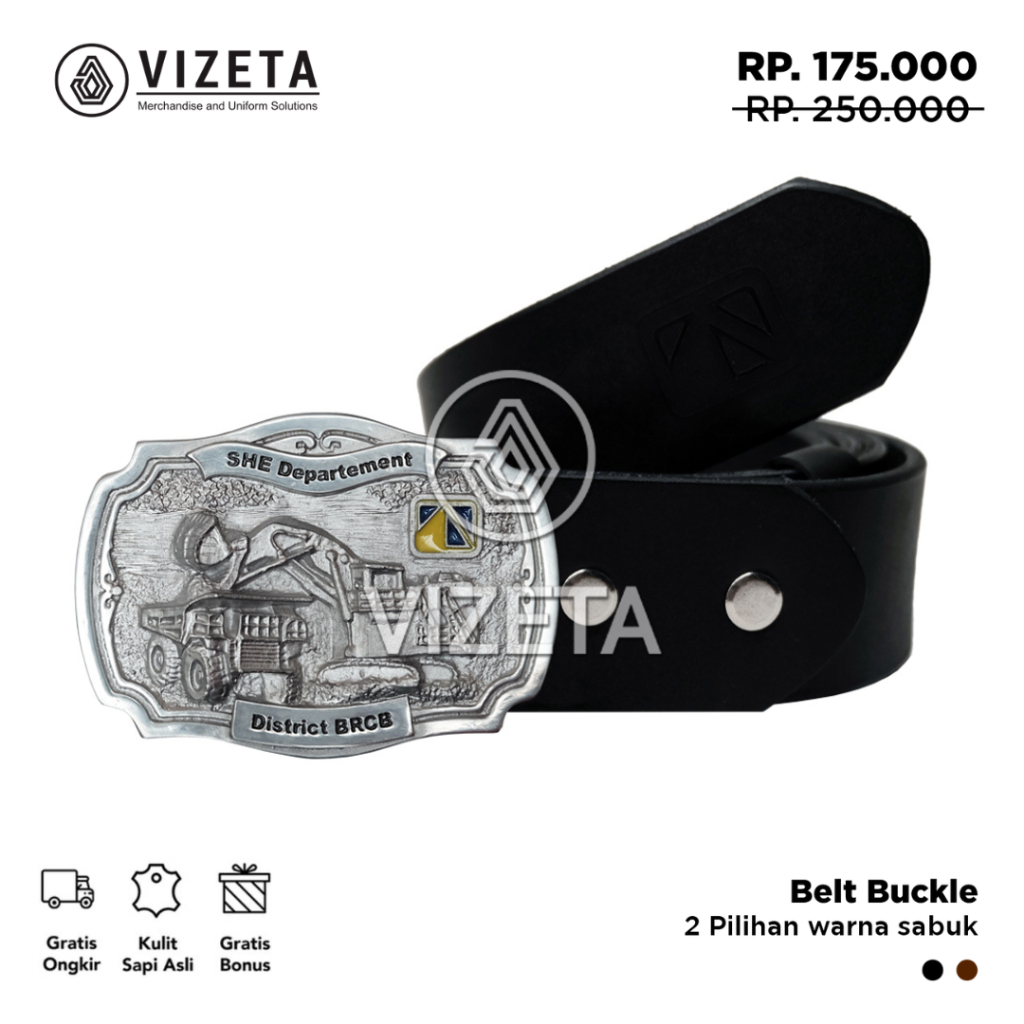 Sabuk Tambang Pama BRCB Ikat Pinggang Pria Bahan Kulit Asli Gesper Casual by vizeta