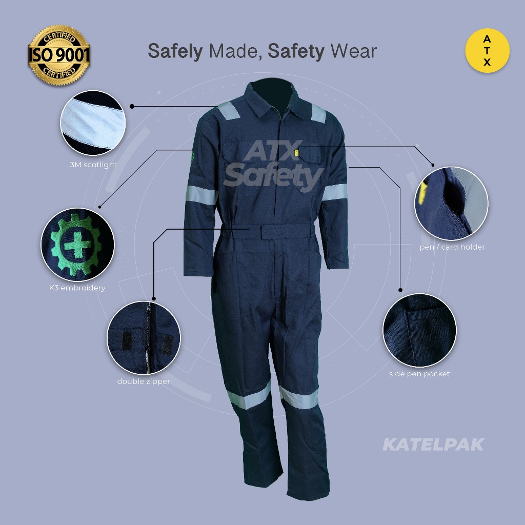 Wearpack Baju Safety Katelpak Coverall Terusan Jumpsuit ATX Navy