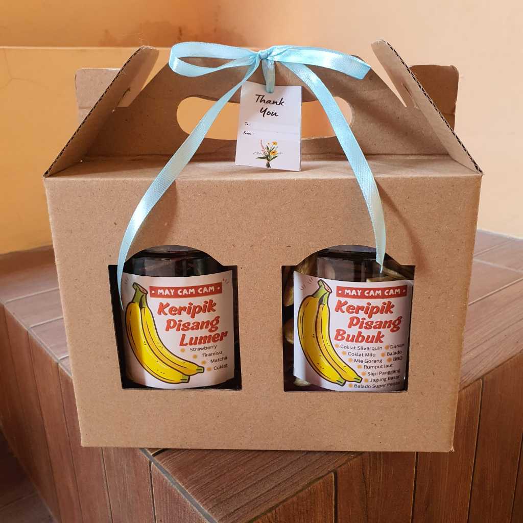 

HAMPERS keripik pisang lumer kemasan box isi 2 toples