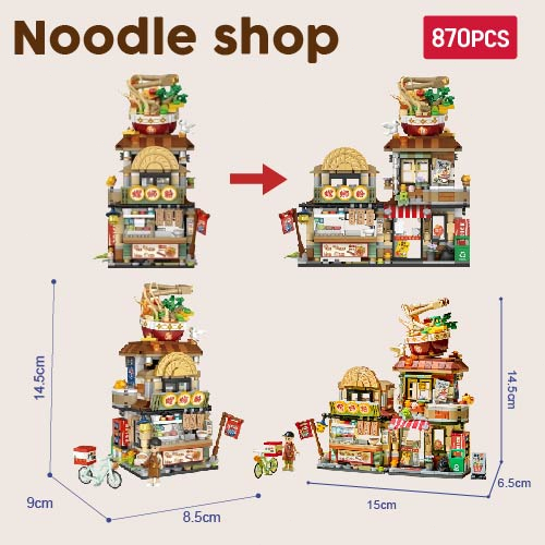 LOZ Nano Block Seri Makanan Street Food Series Lemon Tea Shop Mie Siput Mini Street View Luo Si Fen