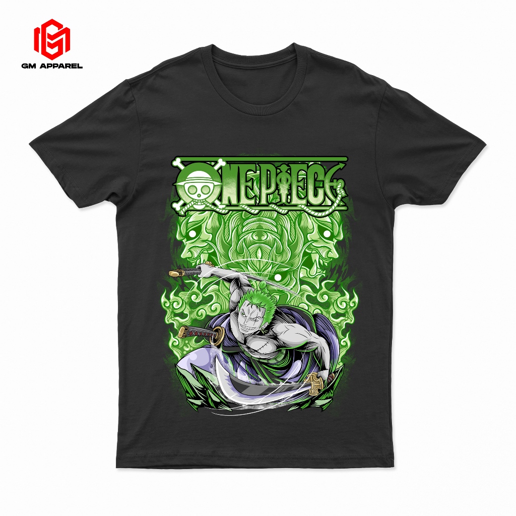 GM Kaos Roronoa Zoro Ashura Anime One Piece Tshirt T Shirt Kaos Baju Jaket Distro Anime One Piece Lu