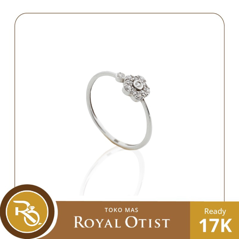 Cincin Emas Putih Flower 17 K