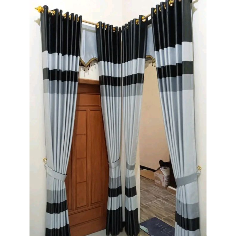 1 Set Gorden blackout Poni Latar Pintu Minimalis Gorden blackout motif pelangi