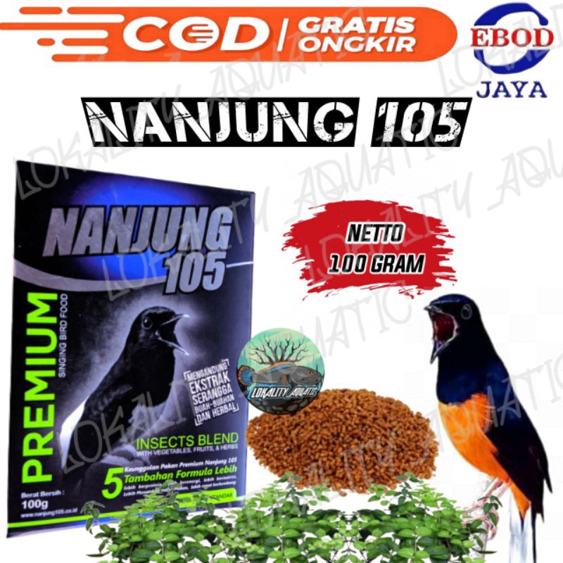 NANJUNG 105 PREMIUM  VOER PELET 100GRAM UNTUK BURUNG MURAI KACER ANIS DLL