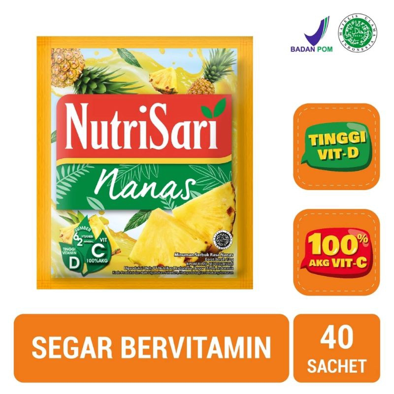 

NutriSari Nanas isi 40 sachet - Minuman Nanas Minuman Rasa Nanas Sari Buah Nanas Vitamin C & Vitamin D
