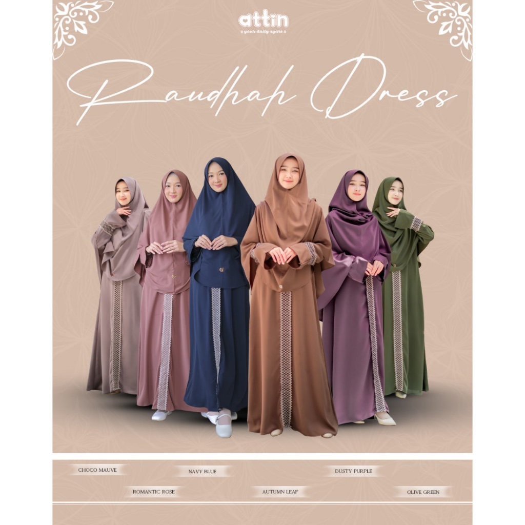 Raudhah Dress by Attin Hijab Original Brand - Gamis Only muslimah dewasa - dress mom busui friendly 