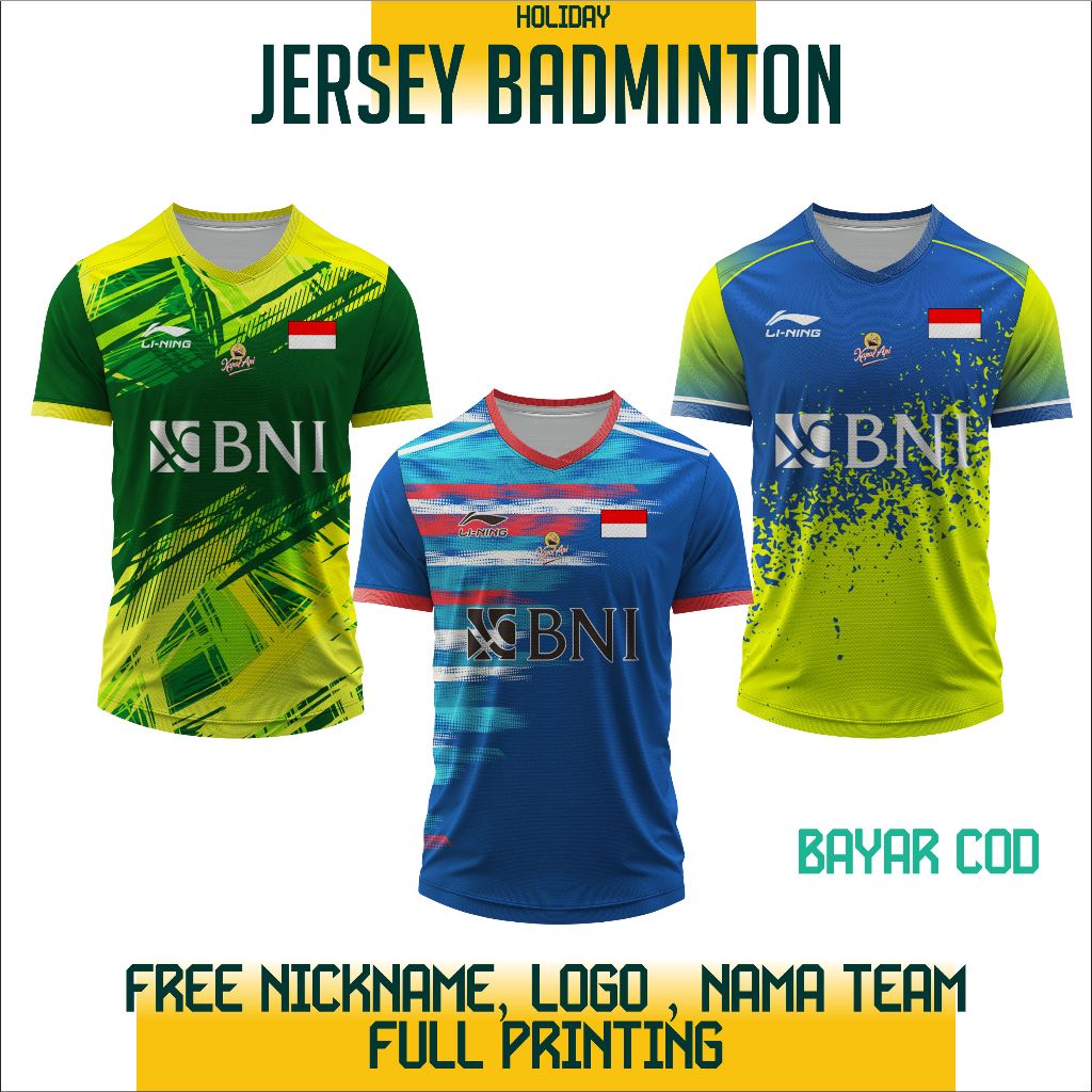 KAOS JERSEY BADMINTON / BULUTANGKIS , FREE DESAIN, PASANG NAMA, NAMA TEAM DAN LOGO. FULL PRINTING